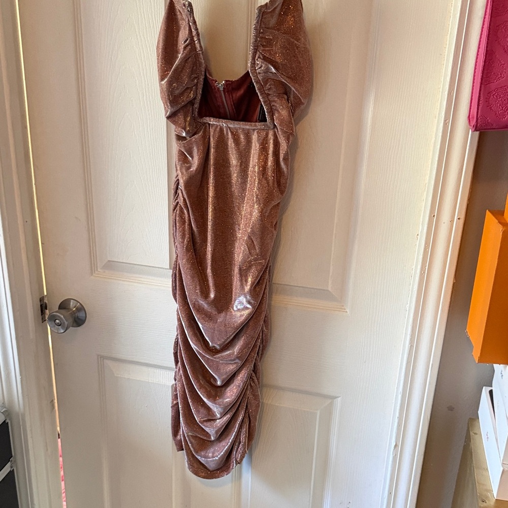 Fashion Nova Shimmering Brown Dress